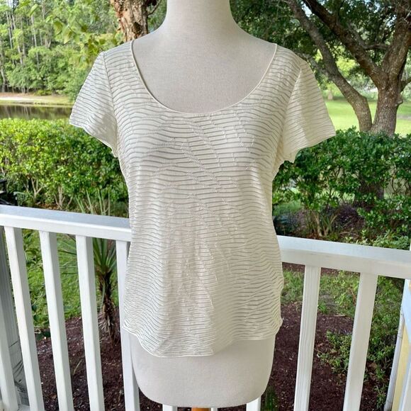 Armani Collezioni Striped Ivory Tee - Picture 1 of 4